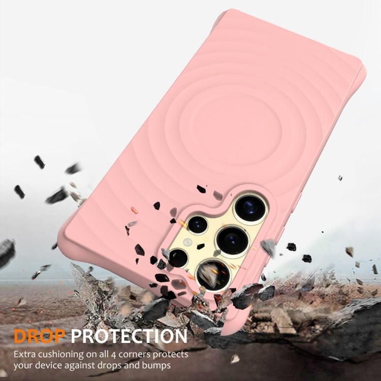 For Samsung Galaxy S25 Ultra 5G Wave Texture MagSafe Magnetic Liquid Silicone Phone Case(Pink) - Galaxy S25 Ultra 5G Cases by PMC Jewellery | Online Shopping South Africa | PMC Jewellery | Buy Now Pay Later Mobicred