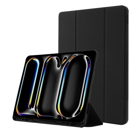 For iPad Pro 13 2024 Skin Feel Tri-fold Leather Tablet Case with Pen Slot(Black) - iPad Pro 13 2024 Cases by PMC Jewellery | Online Shopping South Africa | PMC Jewellery | Buy Now Pay Later Mobicred