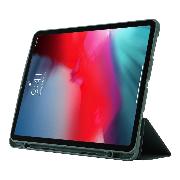 For iPad Air 11 2024 Skin Feel Tri-fold Leather Tablet Case with Pen Slot(Dark Green) - iPad Air 11 2024 Cases by PMC Jewellery | Online Shopping South Africa | PMC Jewellery | Buy Now Pay Later Mobicred