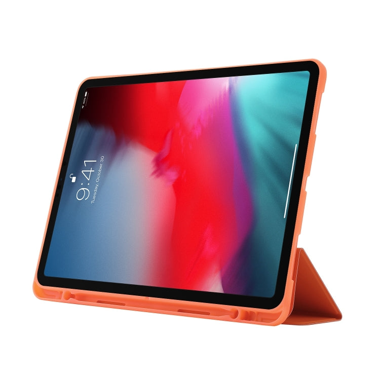 For iPad Air 11 2025 / 2024 Skin Feel Tri-fold Leather Tablet Case with Pen Slot(Orange) - iPad Air 11 2025 / 2024 Cases by PMC Jewellery | Online Shopping South Africa | PMC Jewellery | Buy Now Pay Later Mobicred