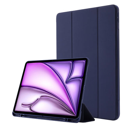 For iPad Air 13 2025 / 2024 Skin Feel Tri-fold Leather Tablet Case with Pen Slot(Dark Blue) - iPad Air 13 2025 / 2024 Cases by PMC Jewellery | Online Shopping South Africa | PMC Jewellery | Buy Now Pay Later Mobicred