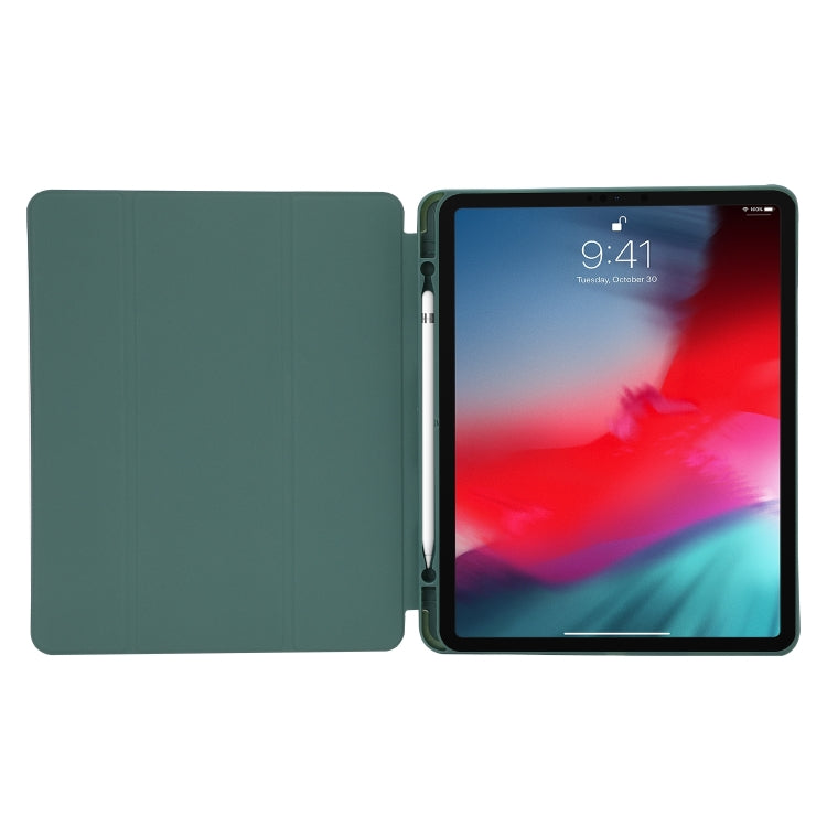 For iPad Air 11 2024 Skin Feel Tri-fold Leather Tablet Case with Pen Slot(Dark Green) - iPad Air 11 2024 Cases by PMC Jewellery | Online Shopping South Africa | PMC Jewellery | Buy Now Pay Later Mobicred