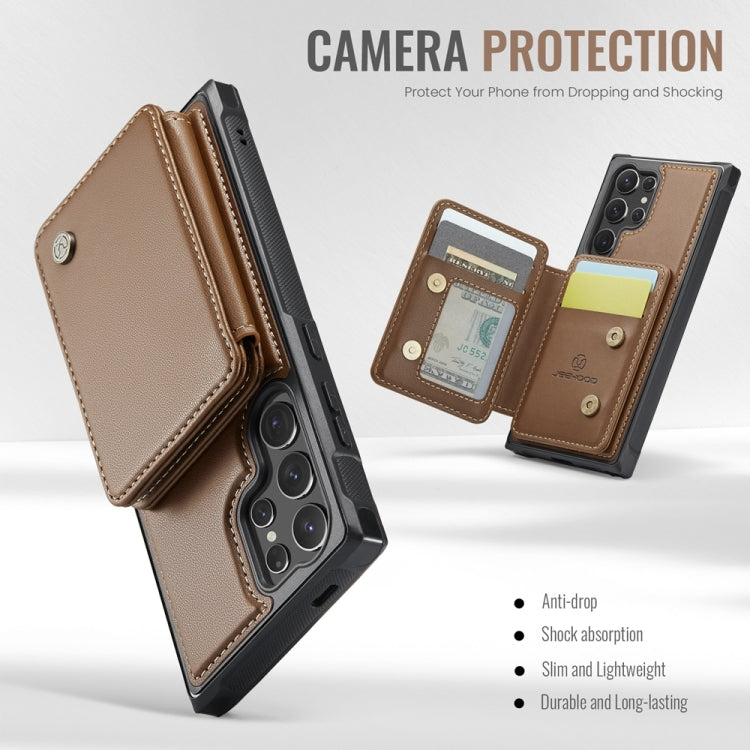 For Samsung Galaxy S24 Ultra 5G JEEHOOD J05 Business Magnetic Style RFID Leather Phone Case(Brown) - Galaxy S24 Ultra 5G Cases by JEEHOOD | Online Shopping South Africa | PMC Jewellery | Buy Now Pay Later Mobicred