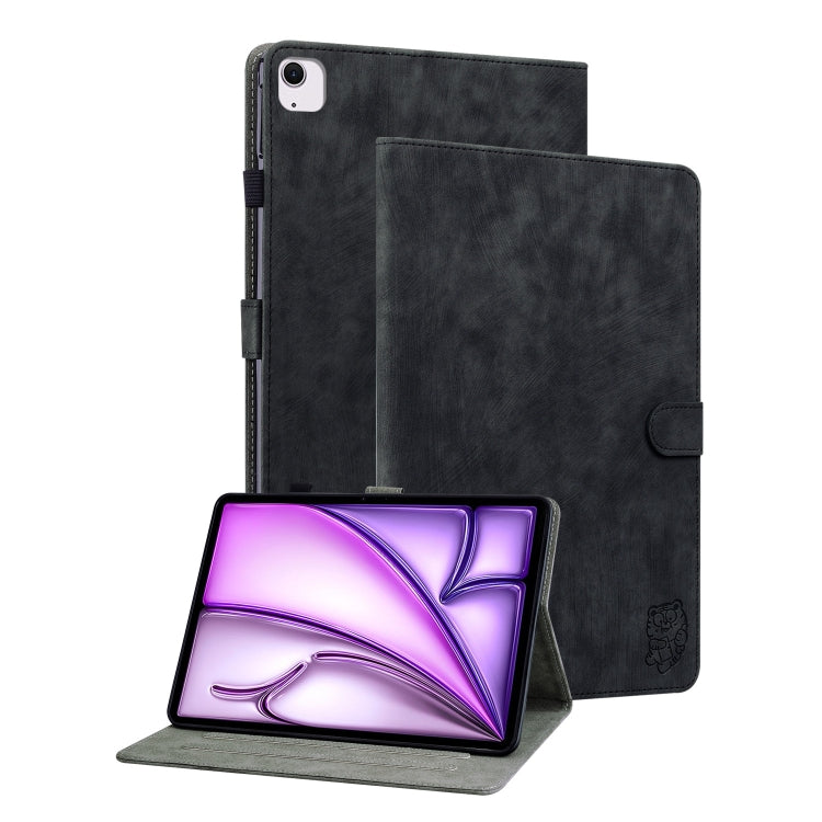 For iPad Air 13 2024 Embossed Tiger Pattern Leather Tablet Case(Black) - iPad Air 13 2024 Cases by PMC Jewellery | Online Shopping South Africa | PMC Jewellery | Buy Now Pay Later Mobicred