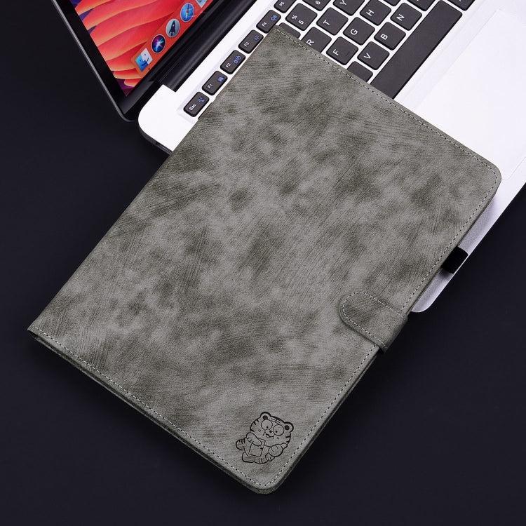 For iPad Air 11 2024 Embossed Tiger Pattern Leather Tablet Case(Grey) - iPad Air 11 2024 Cases by PMC Jewellery | Online Shopping South Africa | PMC Jewellery | Buy Now Pay Later Mobicred