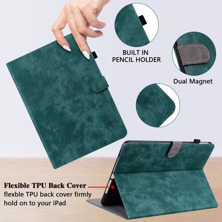 For iPad Pro 11 2024 Embossed Tiger Pattern Leather Tablet Case(Dark Green) - free shipping - PMC TechLife - Order now!