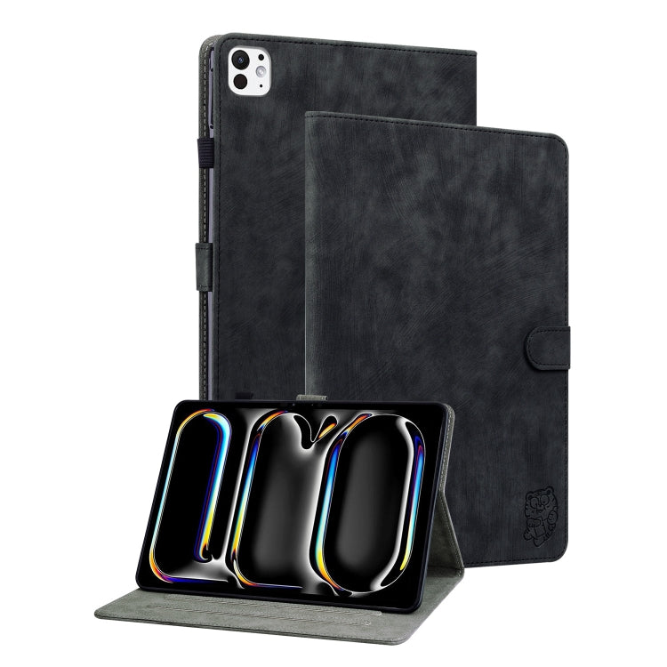 For iPad Pro 11 2024 Embossed Tiger Pattern Leather Tablet Case(Black) - iPad Pro 11 2024 Cases by PMC Jewellery | Online Shopping South Africa | PMC Jewellery | Buy Now Pay Later Mobicred