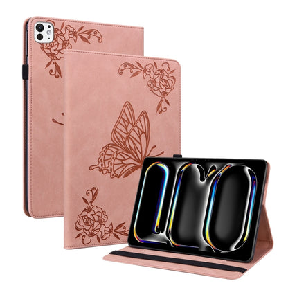 For iPad Pro 11 2024 Butterfly Flower Embossed Leather Tablet Case(Rose Gold) - iPad Pro 11 2024 Cases by PMC Jewellery | Online Shopping South Africa | PMC Jewellery | Buy Now Pay Later Mobicred