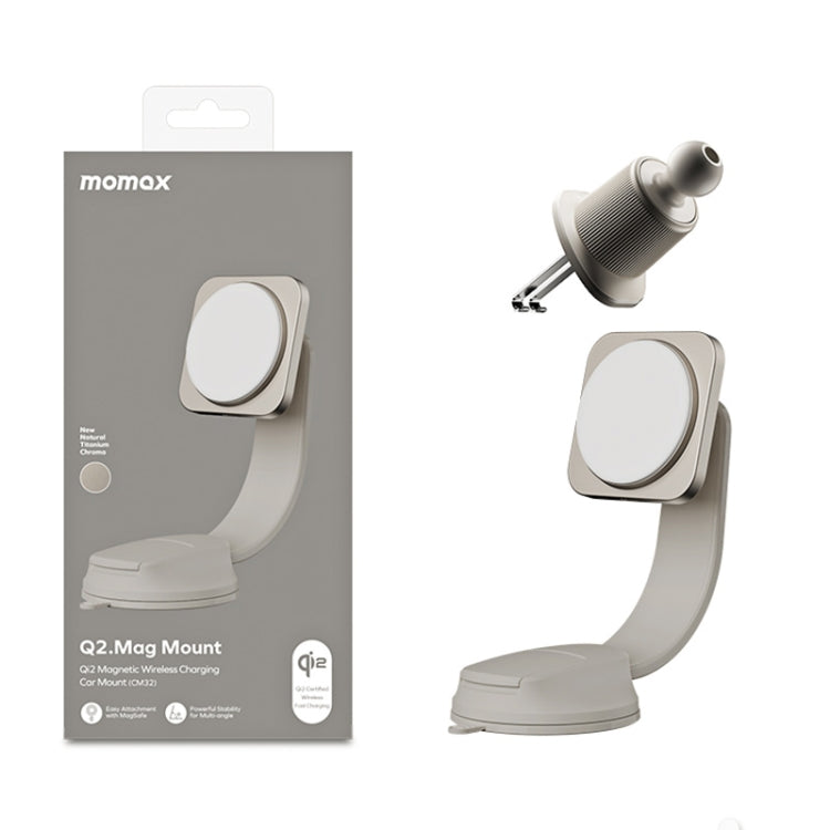 Momax Cm32 Q2 Mag Mount Metal Magnetic Wireless Fast Charging Car Holder - Car Holders by PMC Jewellery | Online Shopping South Africa | PMC Jewellery | Buy Now Pay Later Mobicred