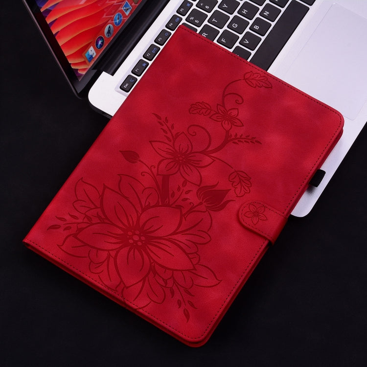 For iPad Air 13 2024 Lily Embossed Leather Smart Tablet Case(Red) - iPad Air 13 2024 Cases by PMC Jewellery | Online Shopping South Africa | PMC Jewellery | Buy Now Pay Later Mobicred