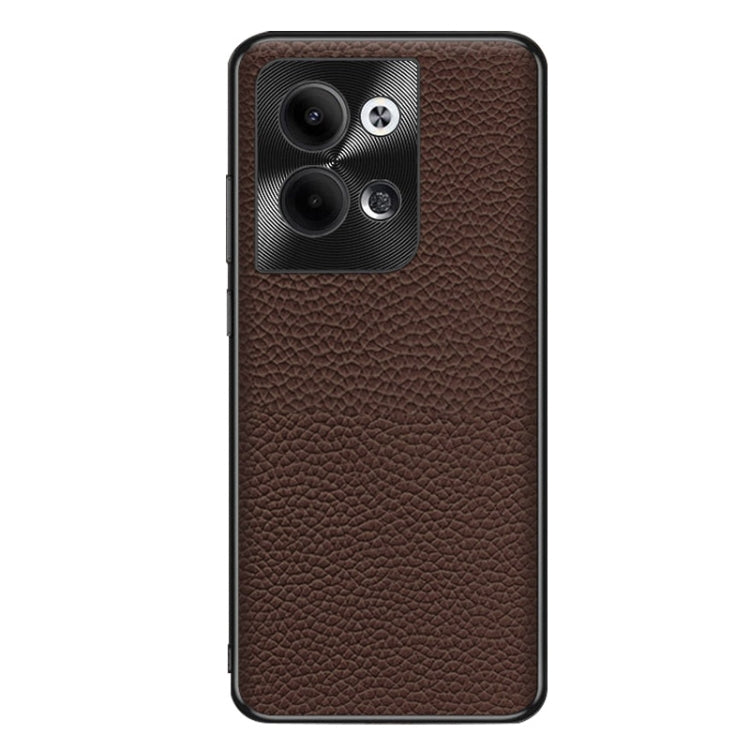 For OPPO Reno9 Pro Genuine Leather Litchi Texture Phone Case(Coffee) - OPPO Cases by PMC Jewellery | Online Shopping South Africa | PMC Jewellery | Buy Now Pay Later Mobicred