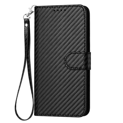 For iPhone 16 YX0070 Carbon Fiber Buckle Leather Phone Case with Lanyard(Black) - iPhone 16 Cases by PMC Jewellery | Online Shopping South Africa | PMC Jewellery | Buy Now Pay Later Mobicred