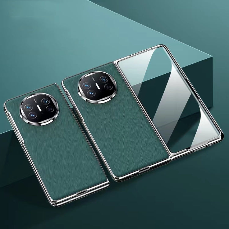 For Huawei Mate X5 Integrated Plating PC Leather Texture Full Coverage Fold Shockproof Phone Case(Green) - Huawei Cases by PMC TechLife | Online Shopping South Africa | PMC TechLife | Buy Now Pay Later Mobicred
