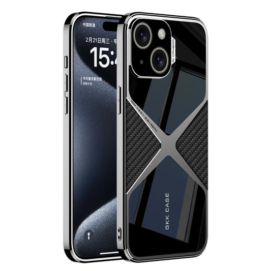 For iPhone 15 GKK Leather Electroplating Supersonic Speed Shockproof Phone Case(Carbon Fibre) - iPhone 15 Cases by GKK | Online Shopping South Africa | PMC Jewellery | Buy Now Pay Later Mobicred