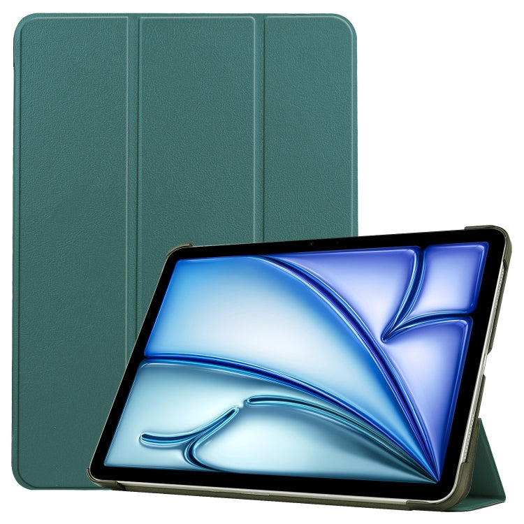 For iPad Air 11 2025 / 2024 Custer Pure Color 3-Fold Holder Smart Leather Tablet Case(Dark Green) - iPad Air 11 2025 / 2024 Cases by PMC Jewellery | Online Shopping South Africa | PMC Jewellery | Buy Now Pay Later Mobicred