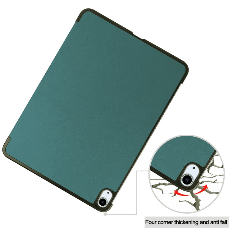 For iPad Air 11 2025 / 2024 Custer Pure Color 3-Fold Holder Smart Leather Tablet Case(Dark Green) - iPad Air 11 2025 / 2024 Cases by PMC Jewellery | Online Shopping South Africa | PMC Jewellery | Buy Now Pay Later Mobicred