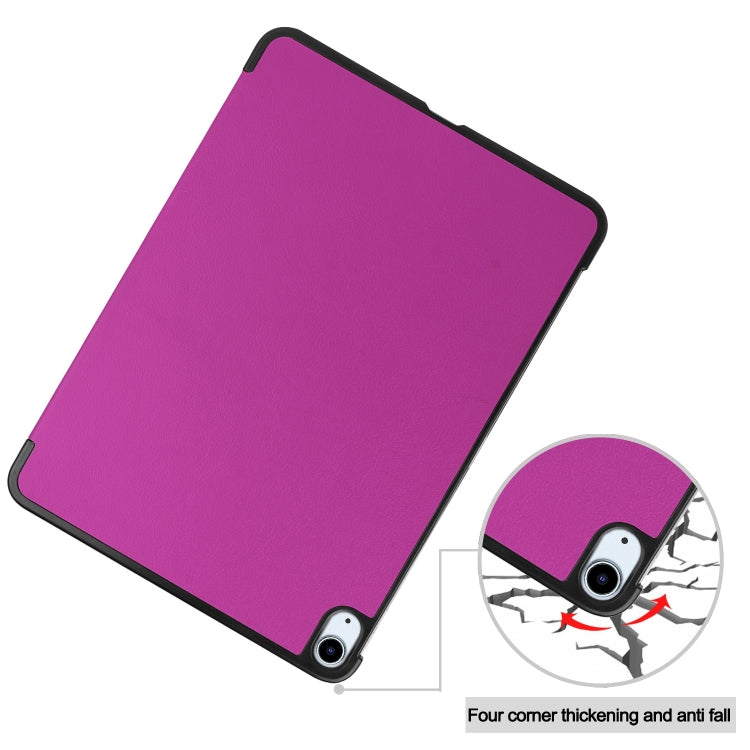 For iPad Air 11 2024 Custer Pure Color 3-Fold Holder Smart Leather Tablet Case(Purple) - iPad Air 11 2024 Cases by PMC Jewellery | Online Shopping South Africa | PMC Jewellery | Buy Now Pay Later Mobicred