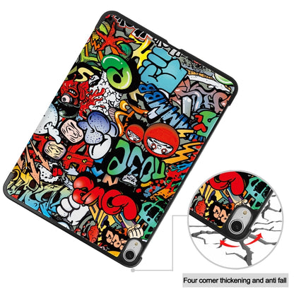 For iPad Air 13 2024 Custer Painted 3-Fold Holder Smart Leather Tablet Case(Graffiti) - iPad Air 13 2024 Cases by PMC Jewellery | Online Shopping South Africa | PMC Jewellery | Buy Now Pay Later Mobicred