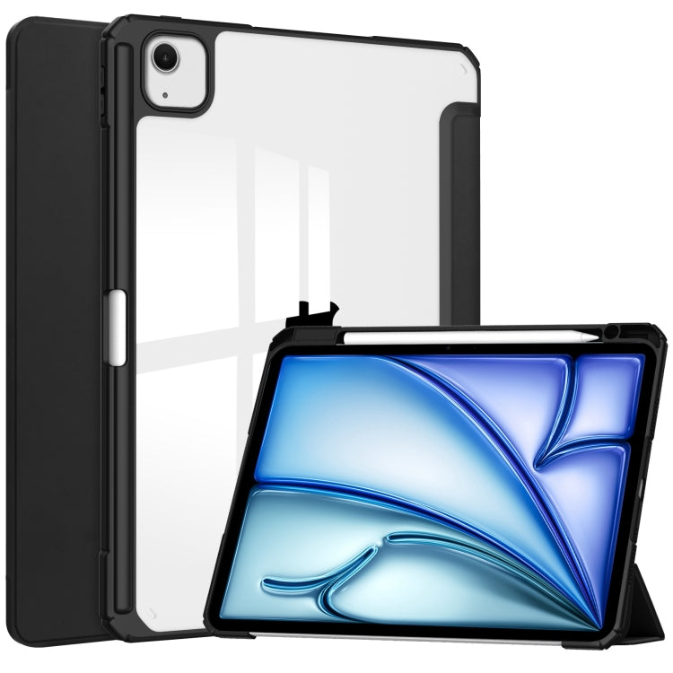 For iPad Air 13 2024 Pure Color 3-fold Clear TPU Smart Leather Tablet Case(Black) - iPad Air 13 2024 Cases by PMC Jewellery | Online Shopping South Africa | PMC Jewellery | Buy Now Pay Later Mobicred