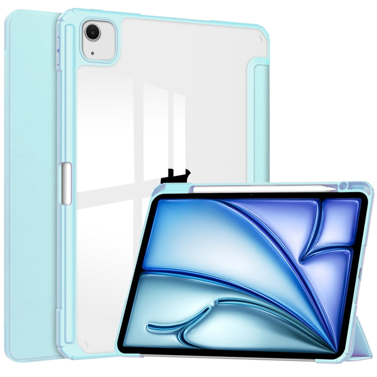 For iPad Air 13 2024 Pure Color 3-fold Clear TPU Smart Leather Tablet Case(Sky Blue) - iPad Air 13 2024 Cases by PMC Jewellery | Online Shopping South Africa | PMC Jewellery | Buy Now Pay Later Mobicred