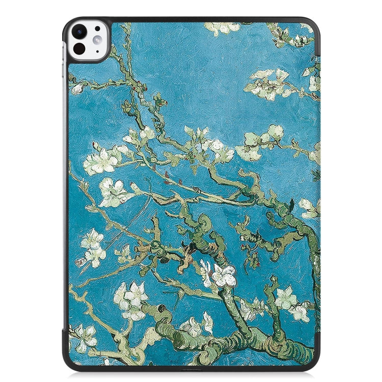 For iPad Pro 11 2024 Custer Painted 3-Fold Holder Smart Leather Tablet Case(Apricot Blossom) - iPad Pro 11 2024 Cases by PMC Jewellery | Online Shopping South Africa | PMC Jewellery | Buy Now Pay Later Mobicred