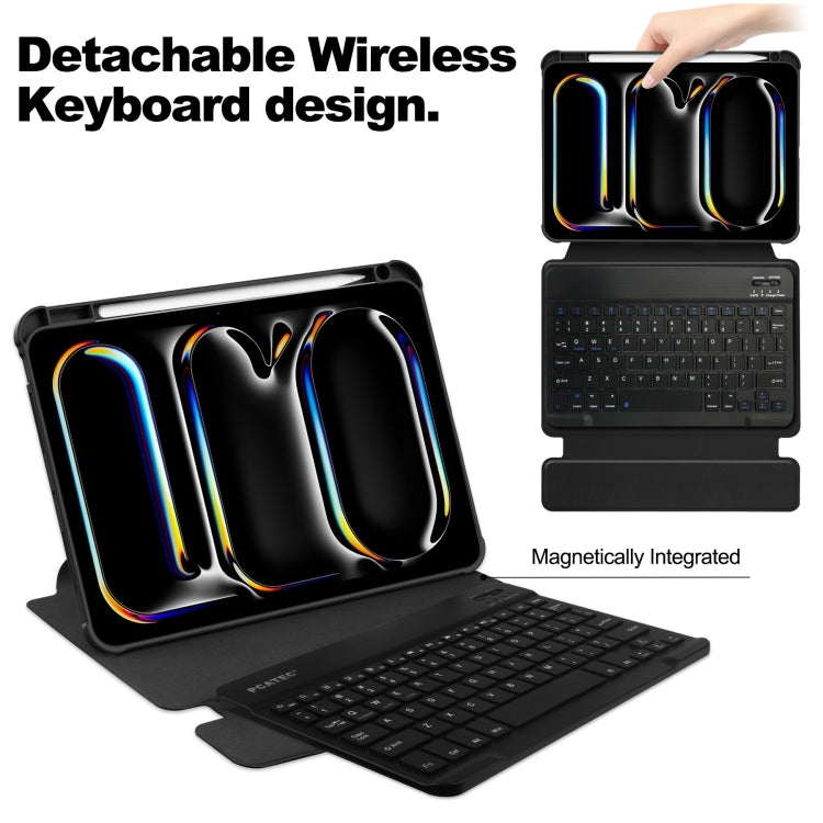 For iPad Pro 13 2024 Transparent Rotation Smart Leather Tablet Case with Keyboard(Black) - iPad Pro 13 2024 Cases by PMC TechLife | Online Shopping South Africa | PMC TechLife | Buy Now Pay Later Mobicred