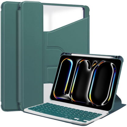 For iPad Pro 13 2024 Transparent Rotation Smart Leather Tablet Case with Keyboard(Dark Green) - iPad Pro 13 2024 Cases by PMC Jewellery | Online Shopping South Africa | PMC Jewellery | Buy Now Pay Later Mobicred