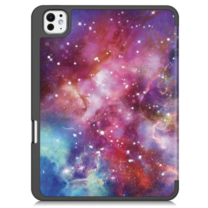 For iPad Pro 11 2024 Custer Painted 3-Fold Holder Smart Leather Tablet Case with Pen Tray(Milky Way Nebula) - iPad Pro 11 2024 Cases by PMC Jewellery | Online Shopping South Africa | PMC Jewellery | Buy Now Pay Later Mobicred