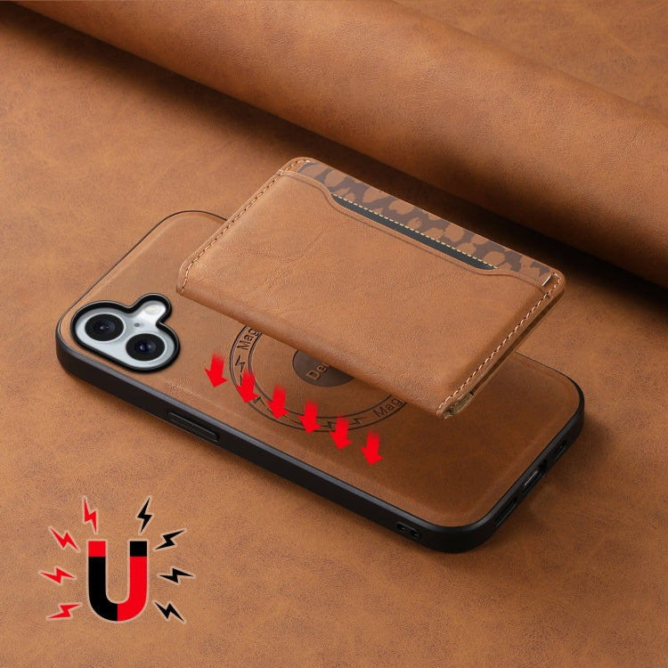 For iPhone 16 Denior D13 Retro Texture Leather MagSafe Card Bag Phone Case(Brown) - free shipping - PMC TechLife - Order now!