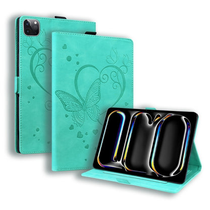 For iPad Pro 11 2024 Love Butterfly Embossed Leather Tablet Case(Mint Green) - iPad Pro 11 2024 Cases by PMC Jewellery | Online Shopping South Africa | PMC Jewellery | Buy Now Pay Later Mobicred