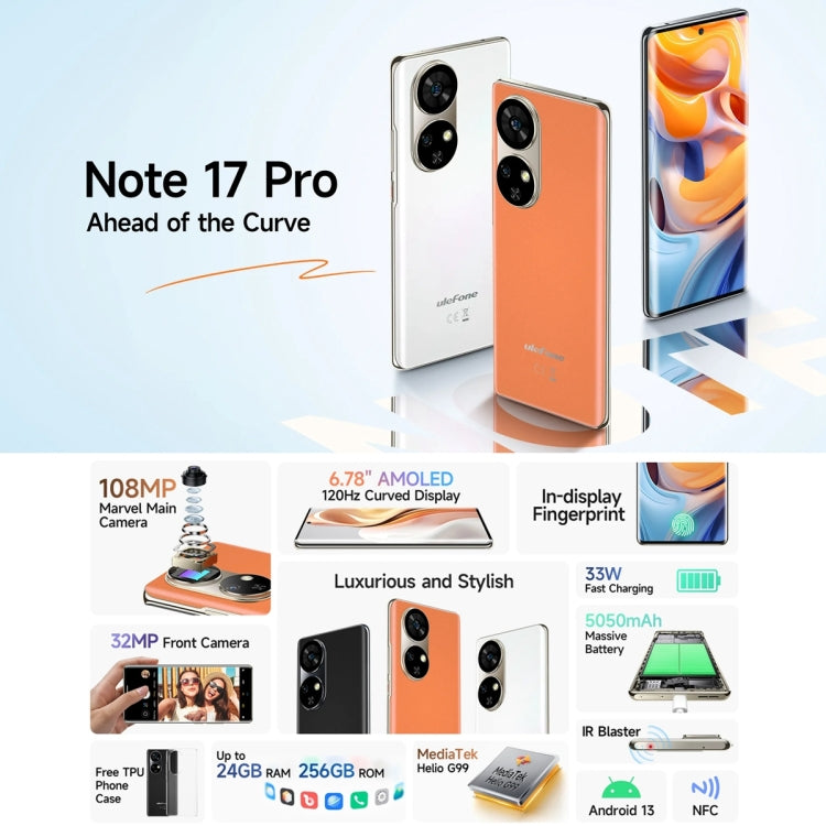 [HK Warehouse] Ulefone Note 17 Pro, 12GB+256GB, Screen Fingerprint, 6.78 inch Android 13 MediaTek Helio G99 MTK6789 Octa Core, NFC, Network: 4G(Pearl White) - Ulefone by Ulefone | Online Shopping South Africa | PMC Jewellery