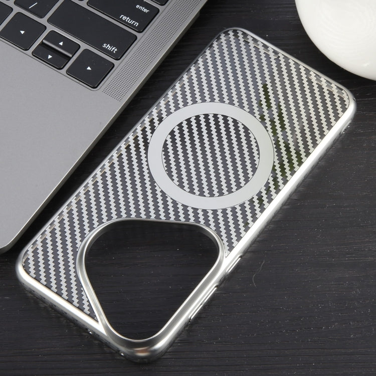 For Huawei Pura 70 6D Plated Carbon Fiber Clear Magsafe PC Phone Case(Starlight Silver) - Huawei Cases by PMC Jewellery | Online Shopping South Africa | PMC Jewellery | Buy Now Pay Later Mobicred