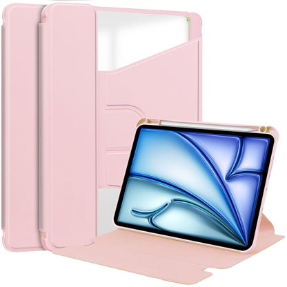 For iPad Air 13 2024 Transparent Rotation Smart Leather Tablet Case(Pink) - iPad Air 13 2024 Cases by PMC Jewellery | Online Shopping South Africa | PMC Jewellery | Buy Now Pay Later Mobicred