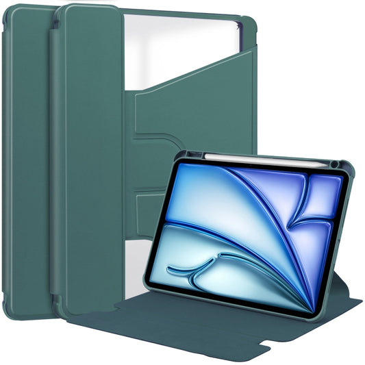 For iPad Air 11 2024 Transparent Rotation Smart Leather Tablet Case(Dark Green) - iPad Air 11 2024 Cases by PMC Jewellery | Online Shopping South Africa | PMC Jewellery | Buy Now Pay Later Mobicred