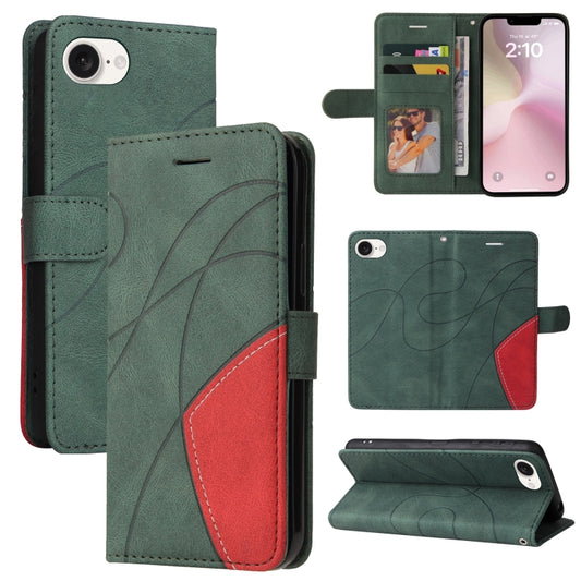 For iPhone SE 2024 Dual-color Splicing Flip Leather Phone Case(Green) - More iPhone Cases by PMC Jewellery | Online Shopping South Africa | PMC Jewellery | Buy Now Pay Later Mobicred