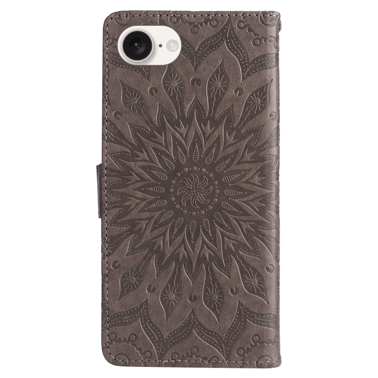 For iPhone SE 2024 Embossed Sunflower Pattern Flip Leather Phone Case(Grey) - More iPhone Cases by PMC Jewellery | Online Shopping South Africa | PMC Jewellery | Buy Now Pay Later Mobicred