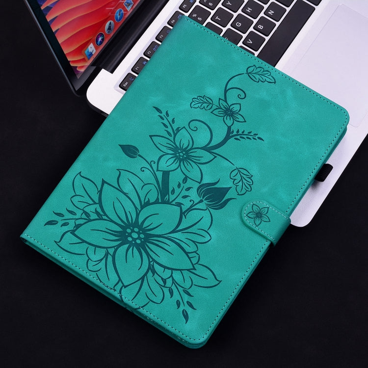 For Lenovo Tab P11 Gen 2 11.5 Lily Embossed Leather Tablet Case(Green) - Lenovo by PMC TechLife | Online Shopping South Africa | PMC TechLife | Buy Now Pay Later Mobicred
