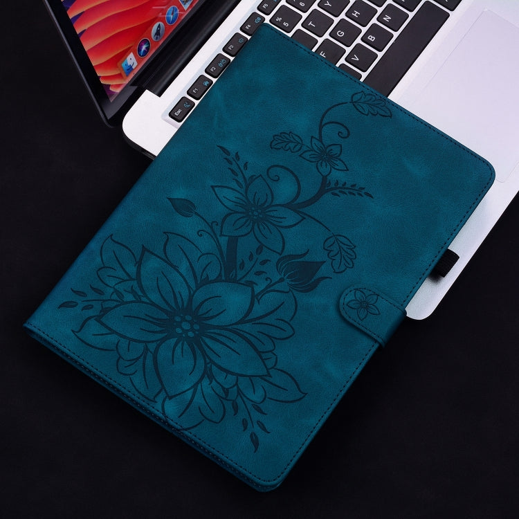 For Lenovo M10 Plus 10.3 Lily Embossed Leather Tablet Case(Dark Blue) - Lenovo by PMC TechLife | Online Shopping South Africa | PMC TechLife | Buy Now Pay Later Mobicred