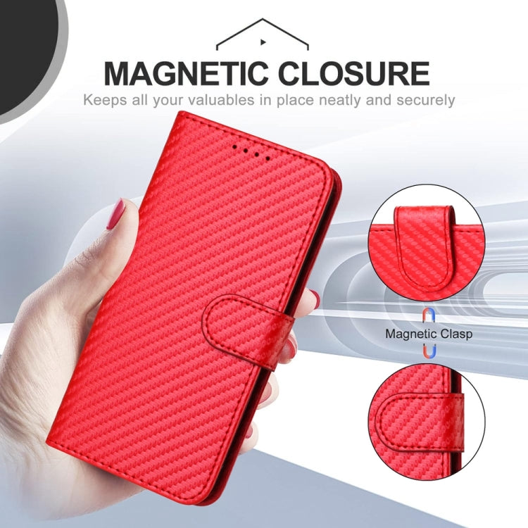 For OPPO Reno11 Pro Global YX0070 Carbon Fiber Buckle Leather Phone Case with Lanyard(Red) - Reno11 Pro Cases by PMC Jewellery | Online Shopping South Africa | PMC Jewellery | Buy Now Pay Later Mobicred
