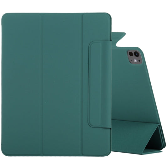 For iPad Pro 13 2024 Double-sided Clip Fixed Buckle Magnetic PU Leather Smart Tablet Case(Dark Green) - iPad Pro 13 2024 Cases by PMC Jewellery | Online Shopping South Africa | PMC Jewellery | Buy Now Pay Later Mobicred