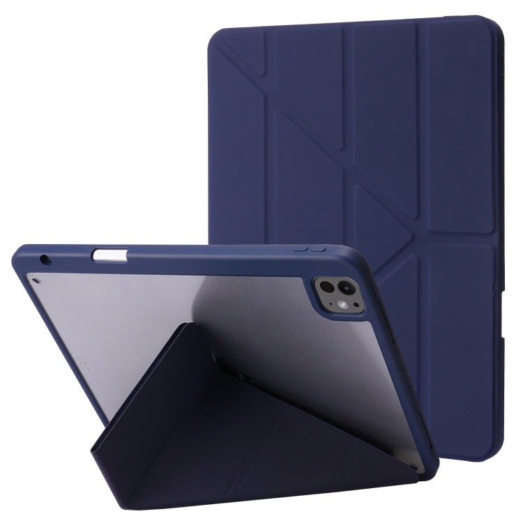 For iPad Pro 13 2024 Deformation Transparent Acrylic Leather Tablet Case(Dark Blue) - iPad Pro 13 2024 Cases by PMC Jewellery | Online Shopping South Africa | PMC Jewellery | Buy Now Pay Later Mobicred