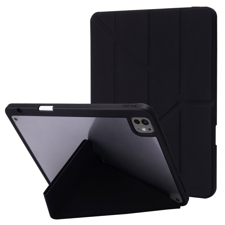 For iPad Pro 11 2024 Deformation Transparent Acrylic Leather Tablet Case(Black) - iPad Pro 11 2024 Cases by PMC Jewellery | Online Shopping South Africa | PMC Jewellery | Buy Now Pay Later Mobicred