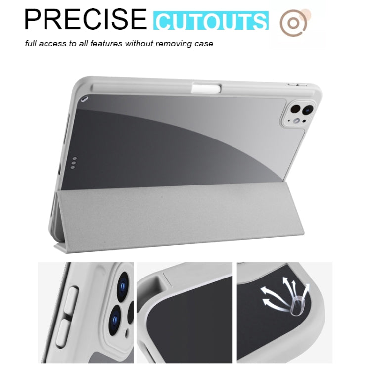 For iPad Pro 11 2024 Acrylic 3-folding Smart Leather Tablet Case(Gray) - iPad Pro 11 2024 Cases by PMC TechLife | Online Shopping South Africa | PMC TechLife | Buy Now Pay Later Mobicred