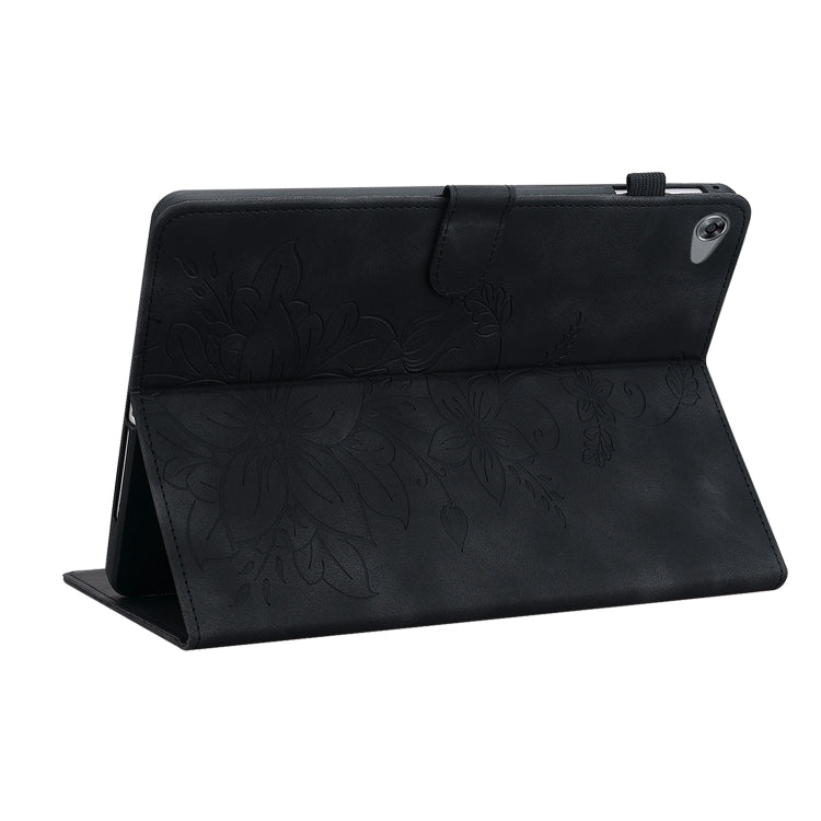 For Huawei MediaPad M5 Lite 10 / C5 10.1 Lily Embossed Leather Tablet Case(Black) - Huawei by PMC TechLife | Online Shopping South Africa | PMC TechLife | Buy Now Pay Later Mobicred