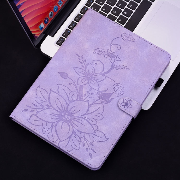 For Honor Pad 9 12.1 Lily Embossed Leather Tablet Case(Purple) - Honor by PMC TechLife | Online Shopping South Africa | PMC TechLife | Buy Now Pay Later Mobicred