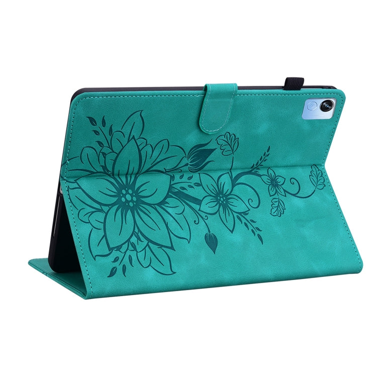 For Realme Pad X Lily Embossed Leather Tablet Case(Green) - Realme by PMC TechLife | Online Shopping South Africa | PMC TechLife | Buy Now Pay Later Mobicred