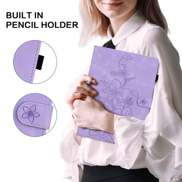 For Realme Pad 10.4 Lily Embossed Leather Tablet Case(Purple) - free shipping - PMC TechLife - Order now!