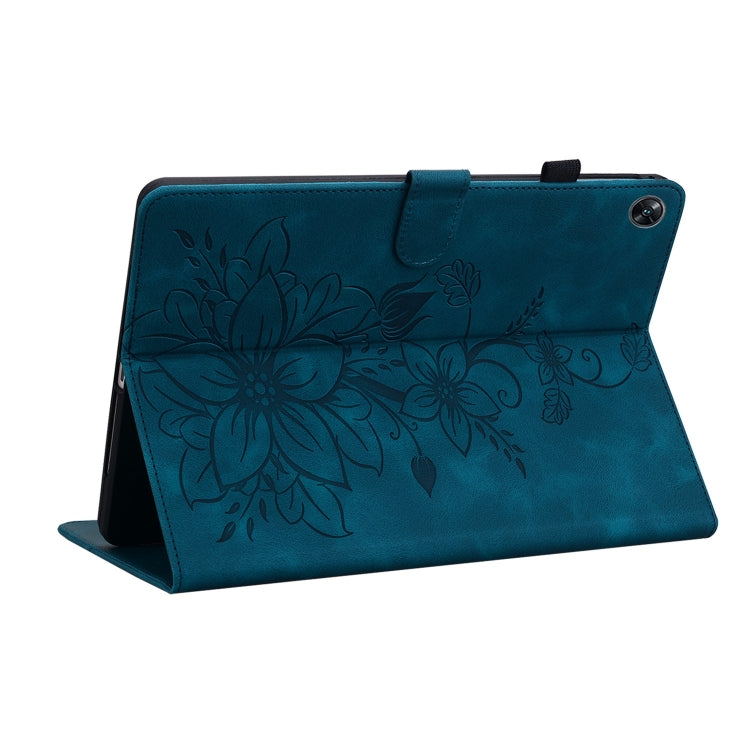 For OPPO Pad Air Lily Embossed Leather Tablet Case(Dark Blue) - free shipping - PMC TechLife - Order now!