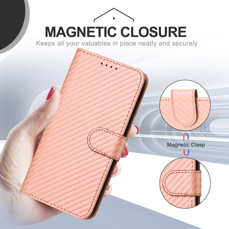 For Huawei Pura 70 Pro / Pura 70 Ultra YX0070 Carbon Fiber Buckle Leather Phone Case with Lanyard(Pink) - Huawei Cases by PMC Jewellery | Online Shopping South Africa | PMC Jewellery | Buy Now Pay Later Mobicred