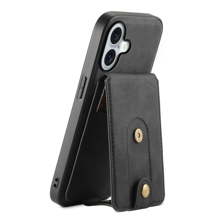 For iPhone 16 Denior D14 NK Retro Pattern MagSafe Magnetic Card Holder Leather Phone Case(Black) - iPhone 16 Cases by Denior | Online Shopping South Africa | PMC Jewellery | Buy Now Pay Later Mobicred